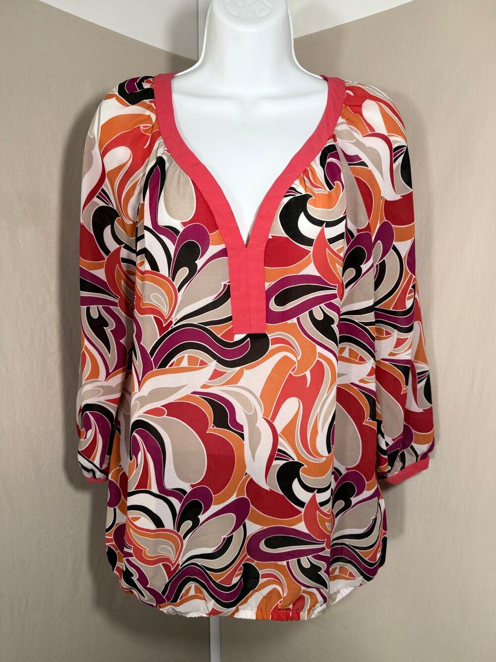 Banana Republic Psychedelic Abstract Swirl Blouse L